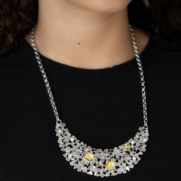 Fabulously Fragmented Yellow Necklace (80) - Picture 1 of 3